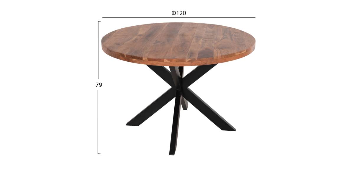 ΤΡΑΠΕΖΙ ΣΤΡΟΓΓΥΛΟ MONTANA SUPERIOR HM9903 4εκ.ΠΑΧΟΣ ΜΑΣΙΦ ΞΥΛΟ ΑΚΑΚΙΑΣ Φ120Χ77Υεκ