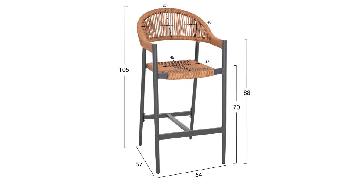 ΣΚΑΜΠΟ BAR ΑΛΟΥΜΙΝΙΟΥ GREGG HM5788.12 ΑΝΘΡΑΚΙ-ΜΠΕΖ ΤΗΣ ΑΜΜΟΥ ΣΥΝΘ.RATTAN 54x57x106Υεκ