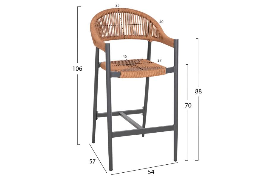 ΣΚΑΜΠΟ BAR ΑΛΟΥΜΙΝΙΟΥ GREGG HM5788.12 ΑΝΘΡΑΚΙ-ΜΠΕΖ ΤΗΣ ΑΜΜΟΥ ΣΥΝΘ.RATTAN 54x57x106Υεκ