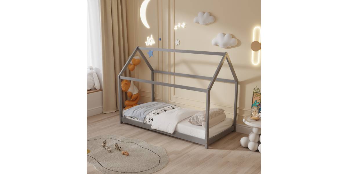 ΚΡΕΒΑΤΙ ΠΑΙΔΙΚΟ PEPE HM678.05 τ.MONTESSORI ΞΥΛΟ ΠΕΥΚΟ ΓΚΡΙ- 140x70εκ