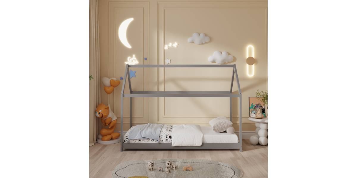 ΚΡΕΒΑΤΙ ΠΑΙΔΙΚΟ PEPE HM678.05 τ.MONTESSORI ΞΥΛΟ ΠΕΥΚΟ ΓΚΡΙ- 140x70εκ