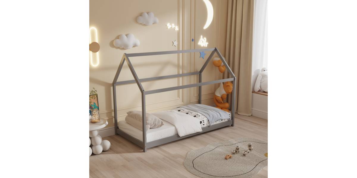ΚΡΕΒΑΤΙ ΠΑΙΔΙΚΟ PEPE HM678.05 τ.MONTESSORI ΞΥΛΟ ΠΕΥΚΟ ΓΚΡΙ- 140x70εκ