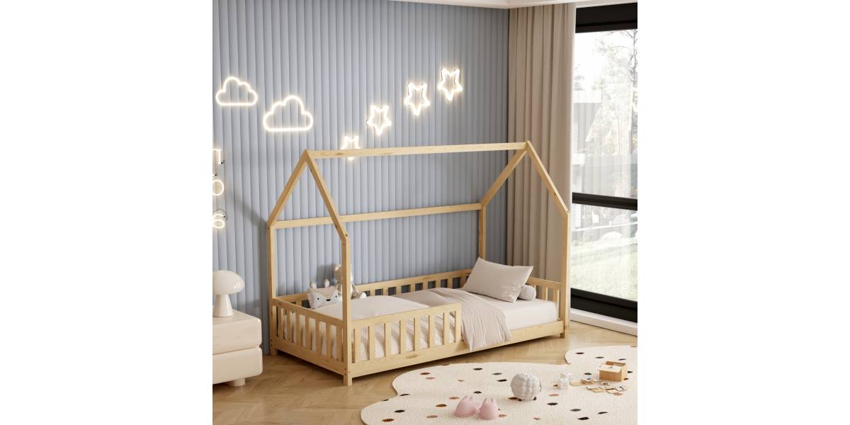 ΚΡΕΒΑΤΙ ΠΑΙΔΙΚΟ ΜΕ ΚΑΓΚΕΛΑ PHYLLIS HM679.01 τ.MONTESSORI ΞΥΛΟ ΠΕΥΚΟ ΦΥΣΙΚΟ-190x90εκ.