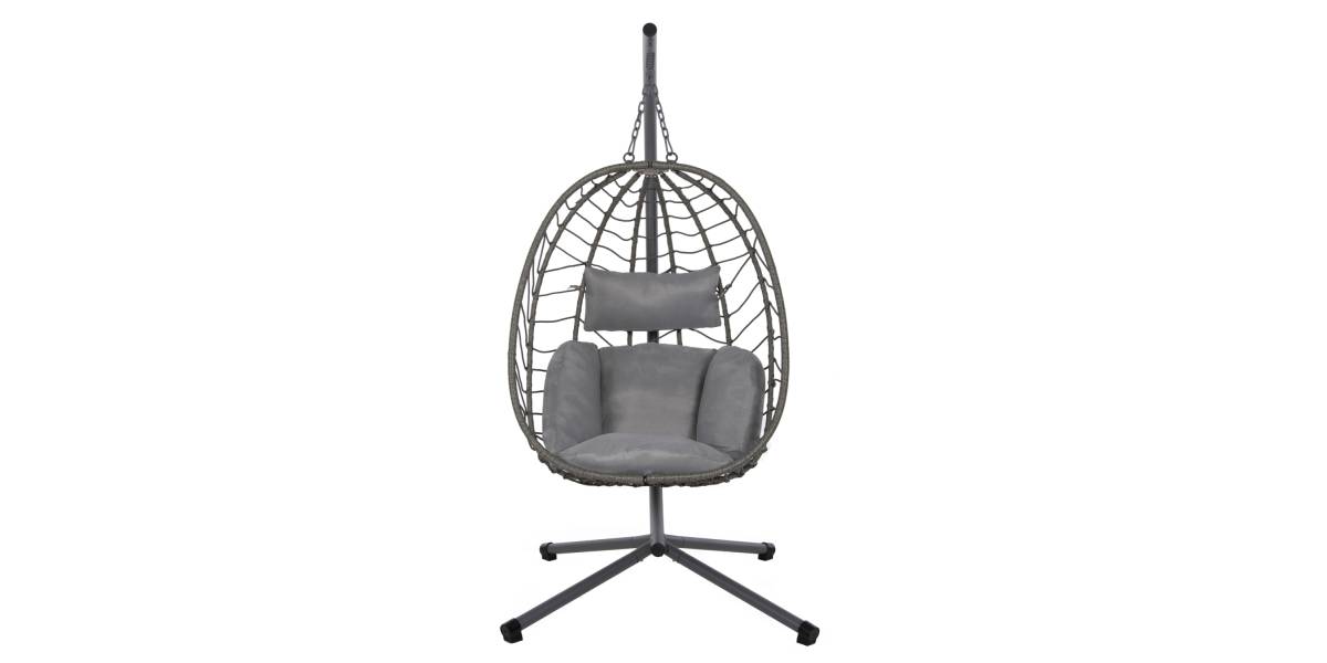 ΚΡΕΜΑΣΤΗ ΠΟΛΥΘΡΟΝΑ ΦΩΛΙΑ MILLIE HM5997.10 ΜΕΤΑΛΛΟ-ΣΥΝΘ.RATTAN ΓΚΡΙ 90x75x190Υεκ.