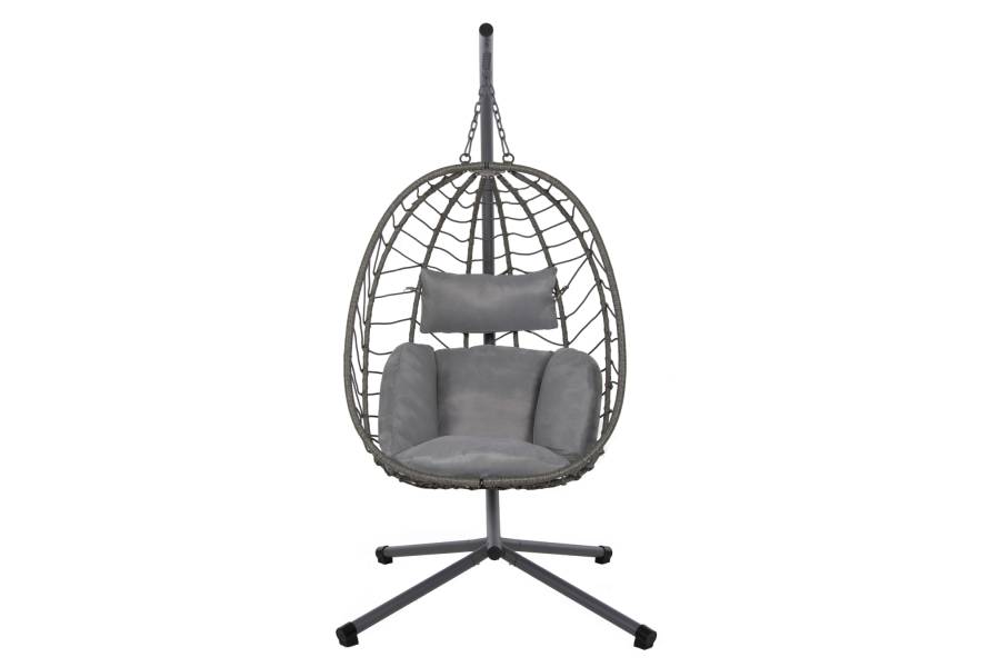 ΚΡΕΜΑΣΤΗ ΠΟΛΥΘΡΟΝΑ ΦΩΛΙΑ MILLIE HM5997.10 ΜΕΤΑΛΛΟ-ΣΥΝΘ.RATTAN ΓΚΡΙ 90x75x190Υεκ.