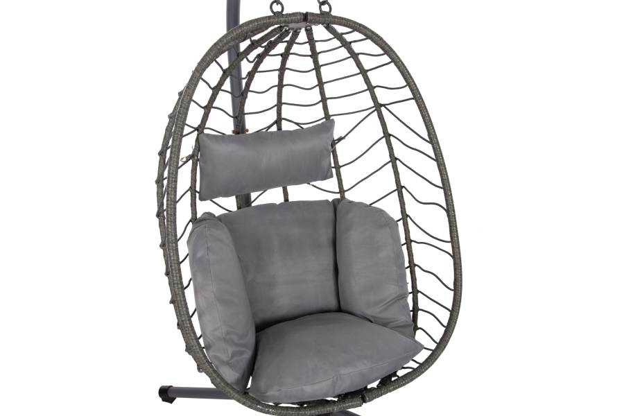 ΚΡΕΜΑΣΤΗ ΠΟΛΥΘΡΟΝΑ ΦΩΛΙΑ MILLIE HM5997.10 ΜΕΤΑΛΛΟ-ΣΥΝΘ.RATTAN ΓΚΡΙ 90x75x190Υεκ.