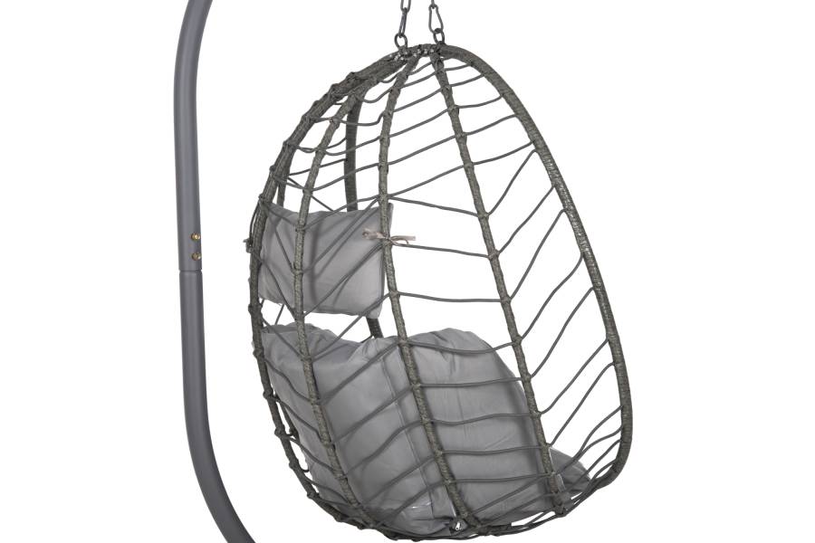 ΚΡΕΜΑΣΤΗ ΠΟΛΥΘΡΟΝΑ ΦΩΛΙΑ MILLIE HM5997.10 ΜΕΤΑΛΛΟ-ΣΥΝΘ.RATTAN ΓΚΡΙ 90x75x190Υεκ.