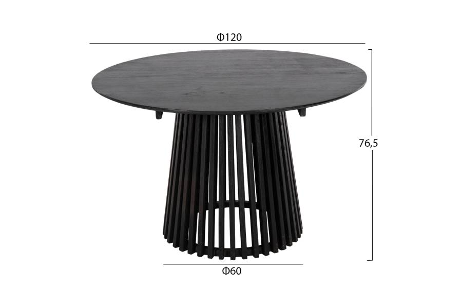 ΤΡΑΠΕΖΙ ΤΡΑΠΕΖΑΡΙΑΣ FRANTZ HM9388.12 ΜΑΣΙΦ MINDI ΞΥΛΟ ΣΕ ΜΑΥΡΟ Φ120X76,5Υεκ.