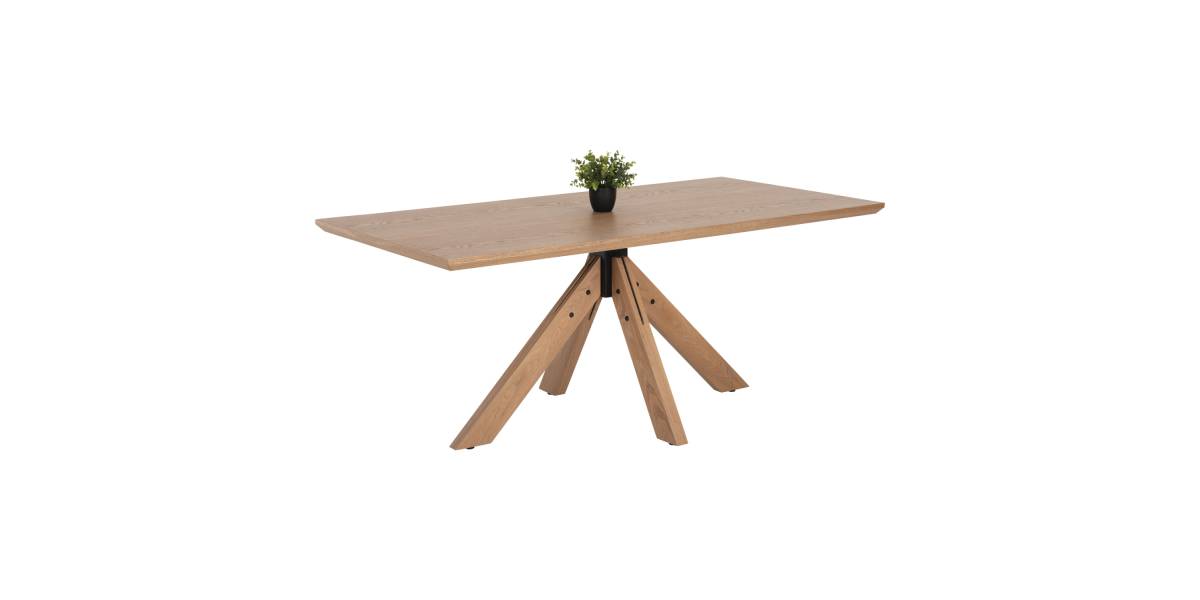 ΤΡΑΠΕΖΙ PAOLO HM9853 MDF ΜΕ ΚΑΠΛΑΜΑ ΦΡΑΞΙΝΟΥ-ΠΟΔΙΑ RUBBERWOOD-ΦΥΣΙΚΟ 180x90x75Yεκ