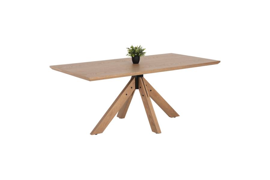 ΤΡΑΠΕΖΙ PAOLO HM9853 MDF ΜΕ ΚΑΠΛΑΜΑ ΦΡΑΞΙΝΟΥ-ΠΟΔΙΑ RUBBERWOOD-ΦΥΣΙΚΟ 180x90x75Yεκ