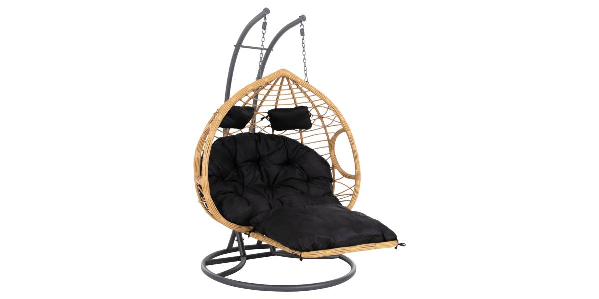 ΔΙΠΛΗ ΚΡΕΜΑΣΤΗ ΦΩΛΙΑ ME ΥΠΟΠΟΔΙΟ GRACIE HM5754.02 ΜΠΕΖ ΣΥΝΘ.RATTAN-ΓΚΡΙ ΜΕΤΑΛ.ΣΚΕΛΕΤΟΣ Φ120x200Υεκ