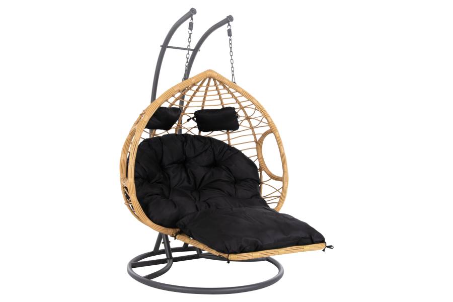 ΔΙΠΛΗ ΚΡΕΜΑΣΤΗ ΦΩΛΙΑ ME ΥΠΟΠΟΔΙΟ GRACIE HM5754.02 ΜΠΕΖ ΣΥΝΘ.RATTAN-ΓΚΡΙ ΜΕΤΑΛ.ΣΚΕΛΕΤΟΣ Φ120x200Υεκ