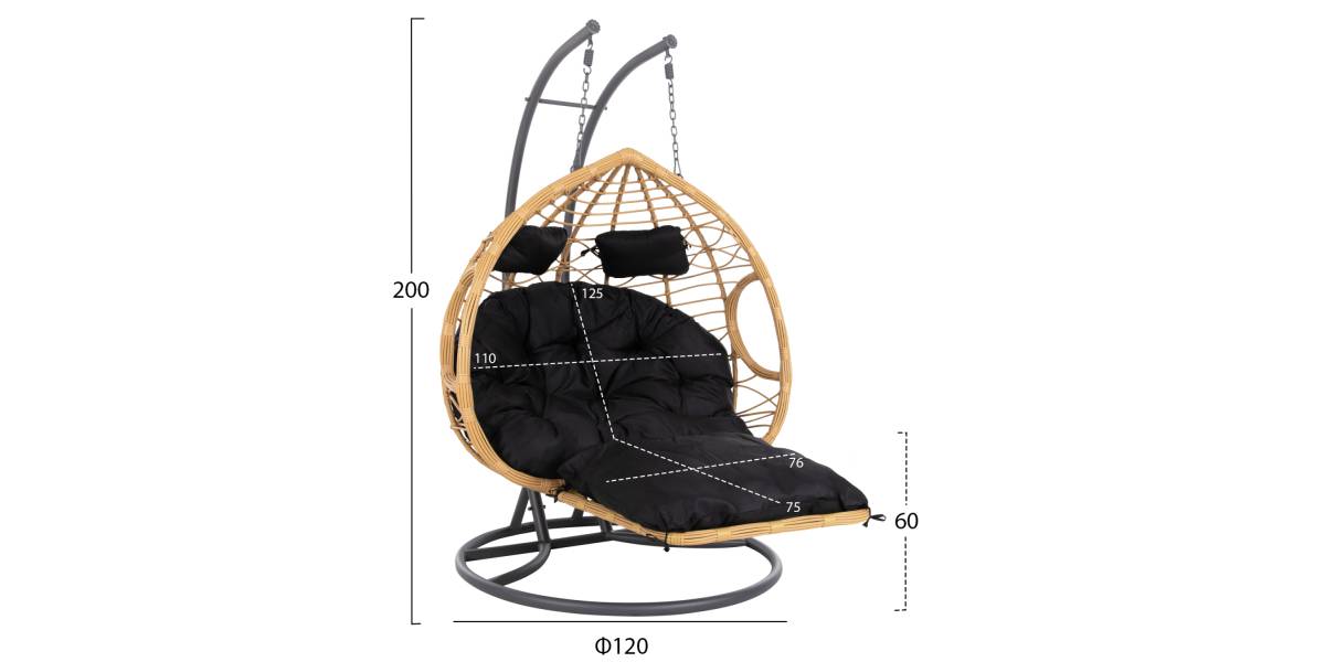 ΔΙΠΛΗ ΚΡΕΜΑΣΤΗ ΦΩΛΙΑ ME ΥΠΟΠΟΔΙΟ GRACIE HM5754.02 ΜΠΕΖ ΣΥΝΘ.RATTAN-ΓΚΡΙ ΜΕΤΑΛ.ΣΚΕΛΕΤΟΣ Φ120x200Υεκ