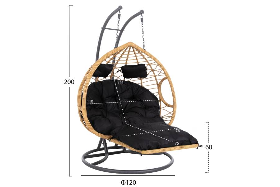 ΔΙΠΛΗ ΚΡΕΜΑΣΤΗ ΦΩΛΙΑ ME ΥΠΟΠΟΔΙΟ GRACIE HM5754.02 ΜΠΕΖ ΣΥΝΘ.RATTAN-ΓΚΡΙ ΜΕΤΑΛ.ΣΚΕΛΕΤΟΣ Φ120x200Υεκ