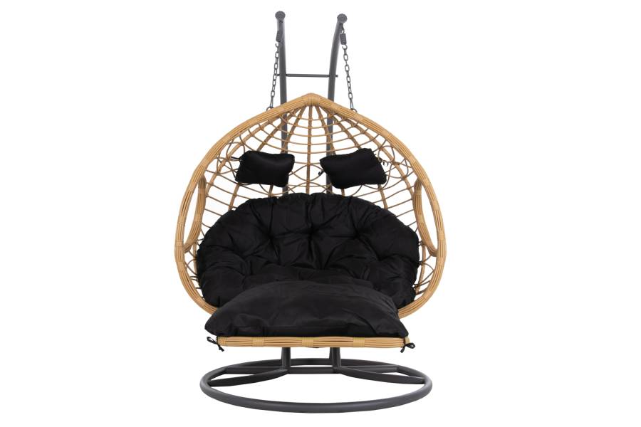 ΔΙΠΛΗ ΚΡΕΜΑΣΤΗ ΦΩΛΙΑ ME ΥΠΟΠΟΔΙΟ GRACIE HM5754.02 ΜΠΕΖ ΣΥΝΘ.RATTAN-ΓΚΡΙ ΜΕΤΑΛ.ΣΚΕΛΕΤΟΣ Φ120x200Υεκ