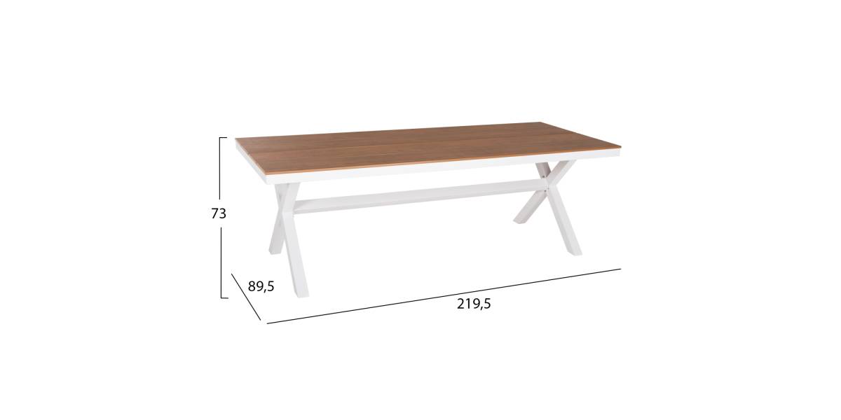 ΤΡΑΠΕΖΙ ΑΛΟΥΜΙΝΙΟΥ ΟΡΘΟΓΩΝΙΟ TAWNEE HM6039.02 ΛΕΥΚΟ-POLYWOOD ΦΥΣΙΚΟ 219,5x89,5x73Υ