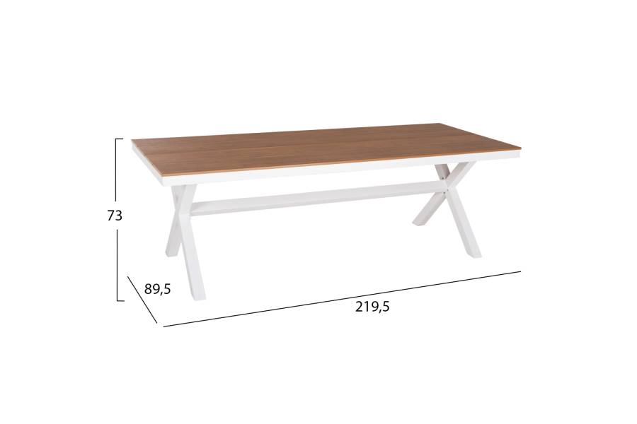 ΤΡΑΠΕΖΙ ΑΛΟΥΜΙΝΙΟΥ ΟΡΘΟΓΩΝΙΟ TAWNEE HM6039.02 ΛΕΥΚΟ-POLYWOOD ΦΥΣΙΚΟ 219,5x89,5x73Υ