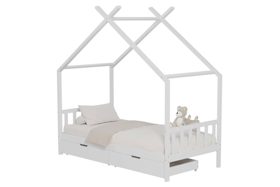 ΚΡΕΒΑΤΙ ΠΑΙΔΙΚΟ KLARICE HM680.03 τ.MONTESSORI-2 ΣΥΡΤΑΡΙΑ-ΞΥΛΟ ΠΕΥΚΟΥ ΛΕΥΚΟ-190x90εκ