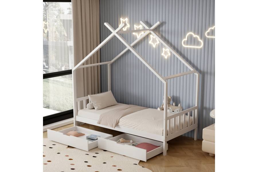 ΚΡΕΒΑΤΙ ΠΑΙΔΙΚΟ KLARICE HM680.03 τ.MONTESSORI-2 ΣΥΡΤΑΡΙΑ-ΞΥΛΟ ΠΕΥΚΟΥ ΛΕΥΚΟ-190x90εκ