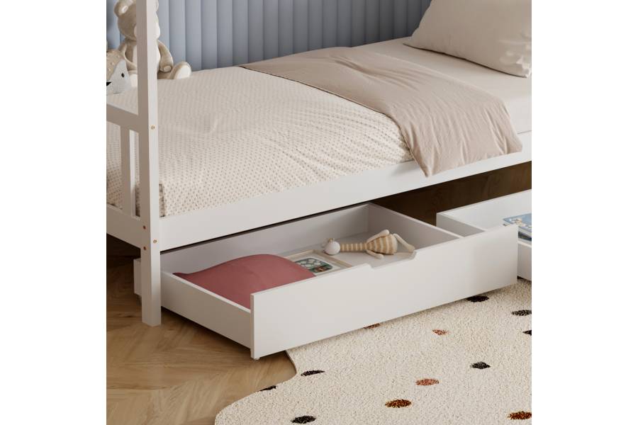 ΚΡΕΒΑΤΙ ΠΑΙΔΙΚΟ KLARICE HM680.03 τ.MONTESSORI-2 ΣΥΡΤΑΡΙΑ-ΞΥΛΟ ΠΕΥΚΟΥ ΛΕΥΚΟ-190x90εκ