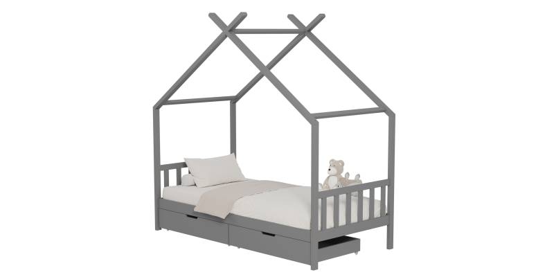 ΚΡΕΒΑΤΙ ΠΑΙΔΙΚΟ KLARICE HM680.05 τ.MONTESSORI-2 ΣΥΡΤΑΡΙΑ- ΞΥΛΟ ΠΕΥΚΟΥ ΓΚΡΙ-190x90εκ