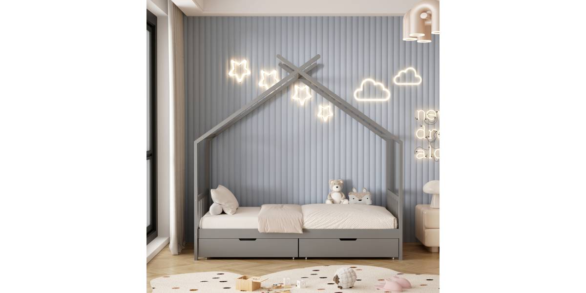 ΚΡΕΒΑΤΙ ΠΑΙΔΙΚΟ KLARICE HM680.05 τ.MONTESSORI-2 ΣΥΡΤΑΡΙΑ- ΞΥΛΟ ΠΕΥΚΟΥ ΓΚΡΙ-190x90εκ