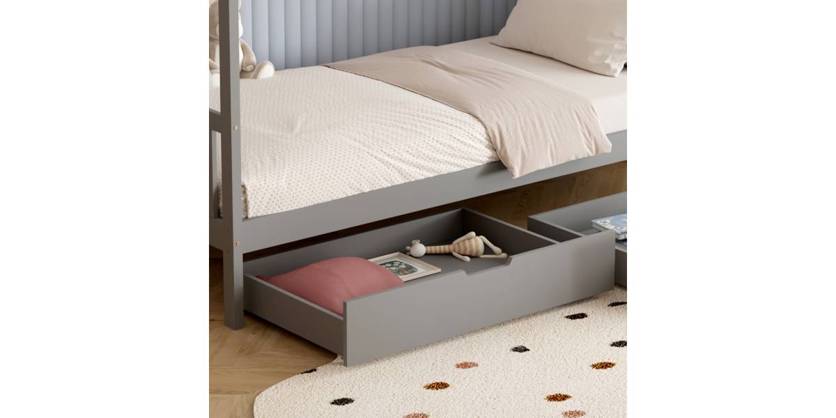 ΚΡΕΒΑΤΙ ΠΑΙΔΙΚΟ KLARICE HM680.05 τ.MONTESSORI-2 ΣΥΡΤΑΡΙΑ- ΞΥΛΟ ΠΕΥΚΟΥ ΓΚΡΙ-190x90εκ