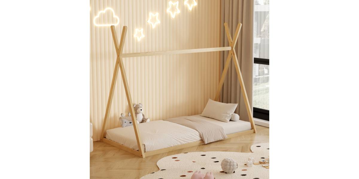 ΚΡΕΒΑΤΙ ΠΑΙΔΙΚΟ MUNK HM681.01 τ.MONTESSORI ΜΑΣΙΦ ΞΥΛΟ ΠΕΥΚΟΥ ΦΥΣΙΚΟ- 190x90εκ