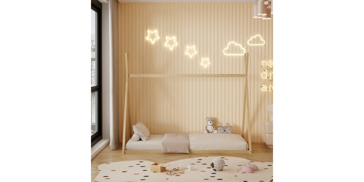 ΚΡΕΒΑΤΙ ΠΑΙΔΙΚΟ MUNK HM681.01 τ.MONTESSORI ΜΑΣΙΦ ΞΥΛΟ ΠΕΥΚΟΥ ΦΥΣΙΚΟ- 190x90εκ