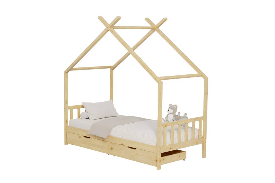 ΚΡΕΒΑΤΙ ΠΑΙΔΙΚΟ KLARICE HM680.01 τ.MONTESSORI-2 ΣΥΡΤΑΡΙΑ-ΞΥΛΟ ΠΕΥΚΟ ΦΥΣΙΚΟ-190x90εκ