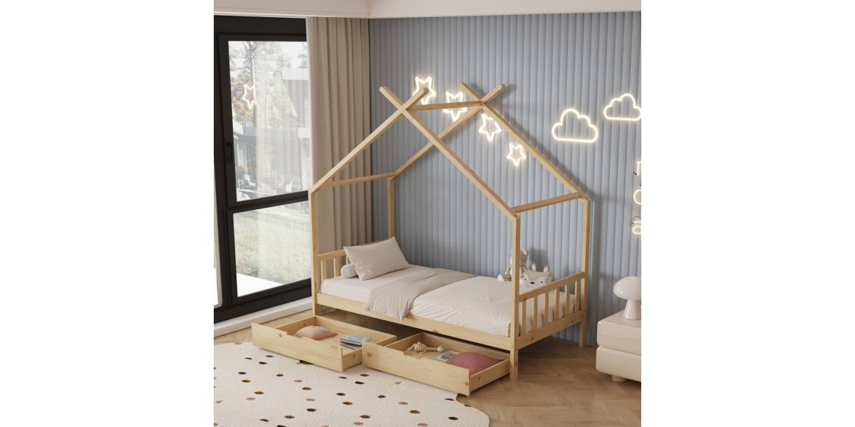 ΚΡΕΒΑΤΙ ΠΑΙΔΙΚΟ KLARICE HM680.01 τ.MONTESSORI-2 ΣΥΡΤΑΡΙΑ-ΞΥΛΟ ΠΕΥΚΟ ΦΥΣΙΚΟ-190x90εκ