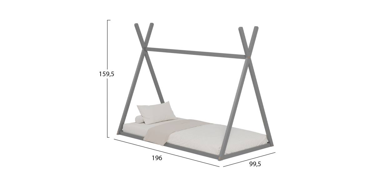 ΚΡΕΒΑΤΙ ΠΑΙΔΙΚΟ MUNK HM681.05 τ.MONTESSORI ΜΑΣΙΦ ΞΥΛΟ ΠΕΥΚΟΥ ΓΚΡΙ- 190x90εκ
