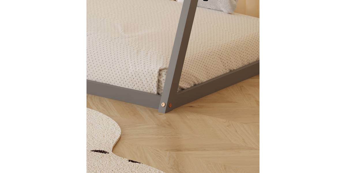 ΚΡΕΒΑΤΙ ΠΑΙΔΙΚΟ MUNK HM681.05 τ.MONTESSORI ΜΑΣΙΦ ΞΥΛΟ ΠΕΥΚΟΥ ΓΚΡΙ- 190x90εκ