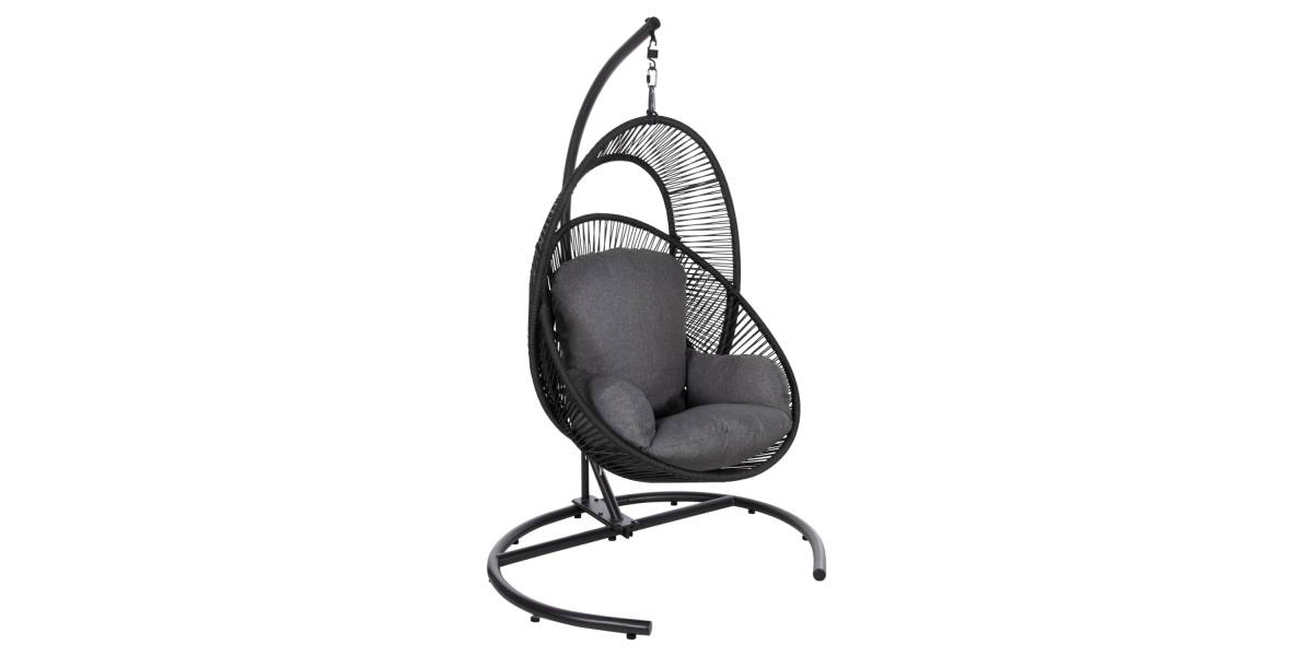 ΚΡΕΜΑΣΤΗ ΦΩΛΙΑ RULER HM6083 ΜΑΥΡΟ ΜΕΤΑΛΛΟ ΚΑΙ ΣΥΝΘ.RATTAN-ΓΚΡΙ ΜΑΞΙΛΑΡΙ 120x110x190Υ