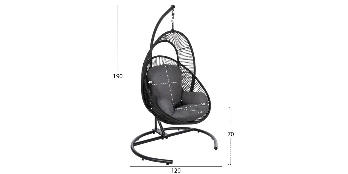 ΚΡΕΜΑΣΤΗ ΦΩΛΙΑ RULER HM6083 ΜΑΥΡΟ ΜΕΤΑΛΛΟ ΚΑΙ ΣΥΝΘ.RATTAN-ΓΚΡΙ ΜΑΞΙΛΑΡΙ 120x110x190Υ