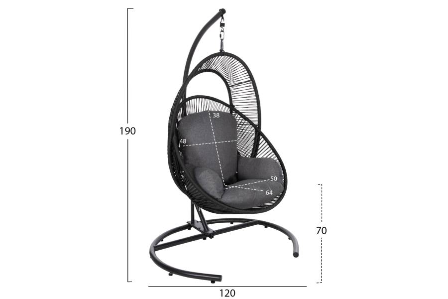 ΚΡΕΜΑΣΤΗ ΦΩΛΙΑ RULER HM6083 ΜΑΥΡΟ ΜΕΤΑΛΛΟ ΚΑΙ ΣΥΝΘ.RATTAN-ΓΚΡΙ ΜΑΞΙΛΑΡΙ 120x110x190Υ