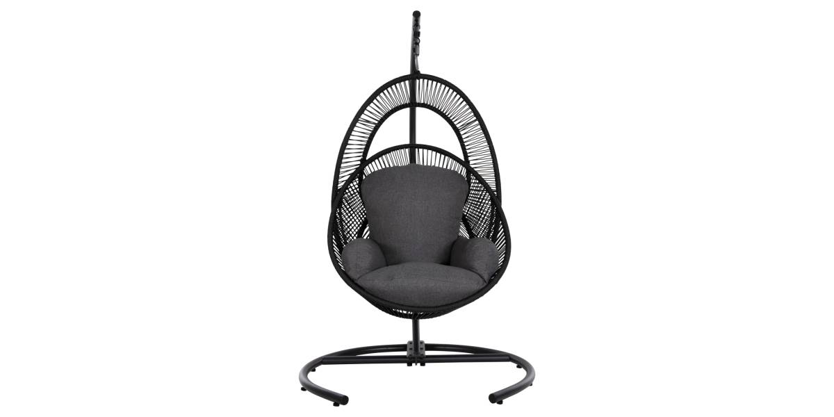 ΚΡΕΜΑΣΤΗ ΦΩΛΙΑ RULER HM6083 ΜΑΥΡΟ ΜΕΤΑΛΛΟ ΚΑΙ ΣΥΝΘ.RATTAN-ΓΚΡΙ ΜΑΞΙΛΑΡΙ 120x110x190Υ