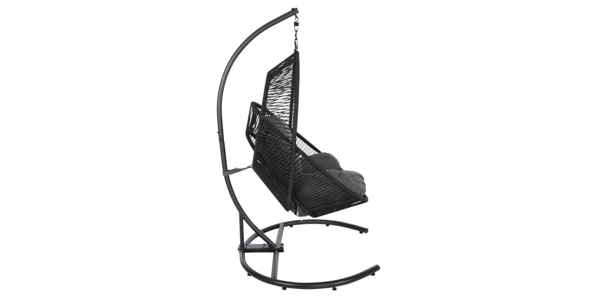 ΚΡΕΜΑΣΤΗ ΦΩΛΙΑ RULER HM6083 ΜΑΥΡΟ ΜΕΤΑΛΛΟ ΚΑΙ ΣΥΝΘ.RATTAN-ΓΚΡΙ ΜΑΞΙΛΑΡΙ 120x110x190Υ