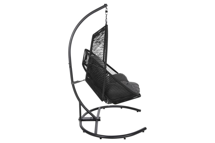 ΚΡΕΜΑΣΤΗ ΦΩΛΙΑ RULER HM6083 ΜΑΥΡΟ ΜΕΤΑΛΛΟ ΚΑΙ ΣΥΝΘ.RATTAN-ΓΚΡΙ ΜΑΞΙΛΑΡΙ 120x110x190Υ