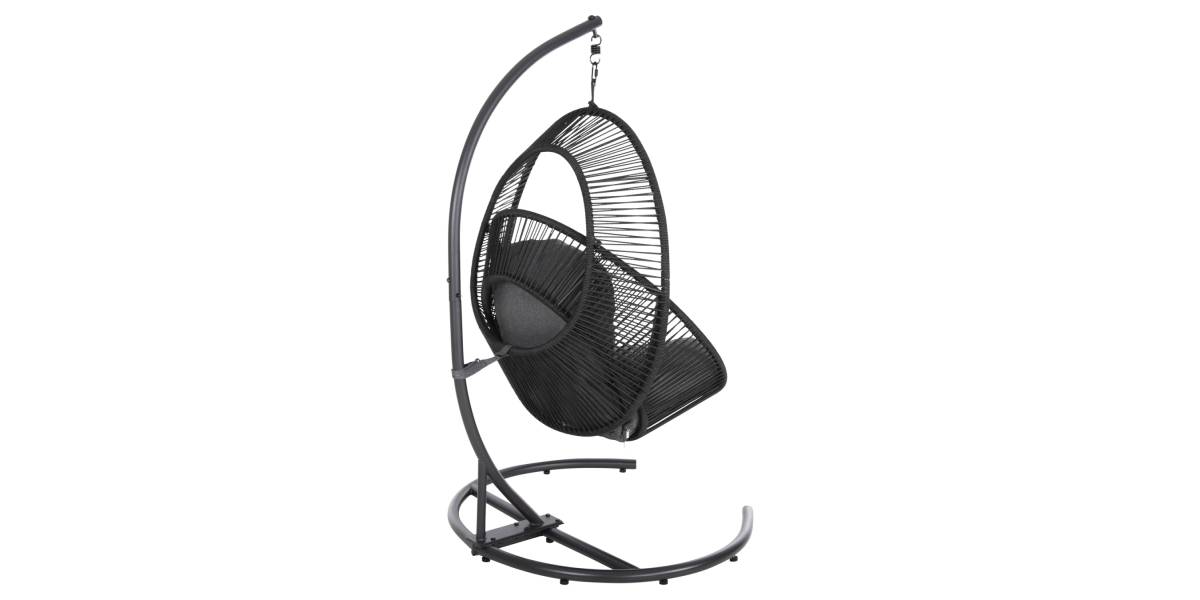 ΚΡΕΜΑΣΤΗ ΦΩΛΙΑ RULER HM6083 ΜΑΥΡΟ ΜΕΤΑΛΛΟ ΚΑΙ ΣΥΝΘ.RATTAN-ΓΚΡΙ ΜΑΞΙΛΑΡΙ 120x110x190Υ