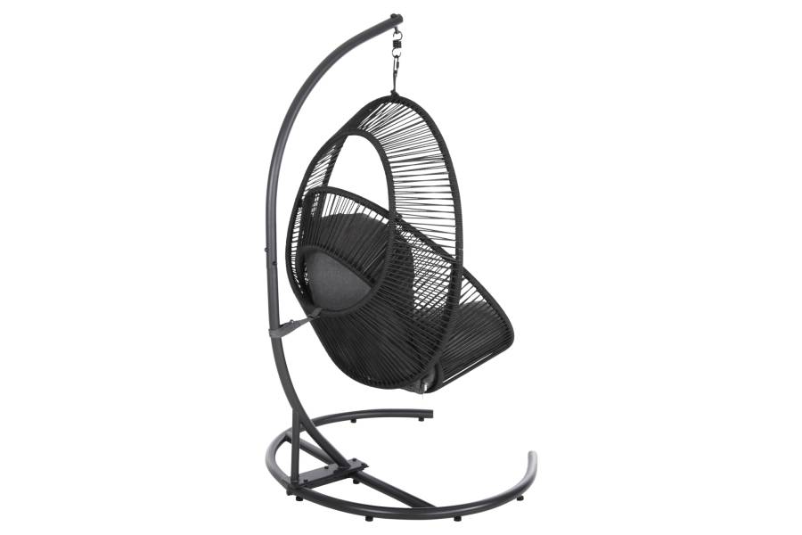 ΚΡΕΜΑΣΤΗ ΦΩΛΙΑ RULER HM6083 ΜΑΥΡΟ ΜΕΤΑΛΛΟ ΚΑΙ ΣΥΝΘ.RATTAN-ΓΚΡΙ ΜΑΞΙΛΑΡΙ 120x110x190Υ