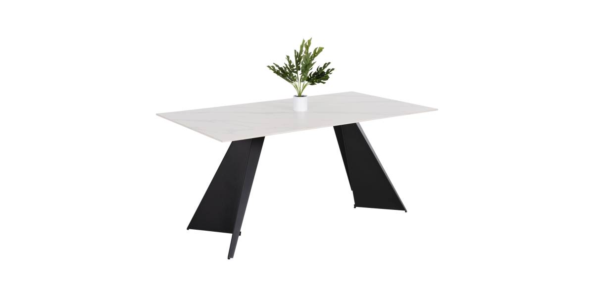 ΤΡΑΠΕΖΙ ΤΡΑΠΕΖΑΡΙΑΣ POSE HM9851.01 ΜΑΥΡΑ ΜΕΤΑΛ.ΠΟΔΙΑ-ΛΕΥΚΟ ΚΕΡΑΜΙΚΟ TOP 160x90x76Υεκ