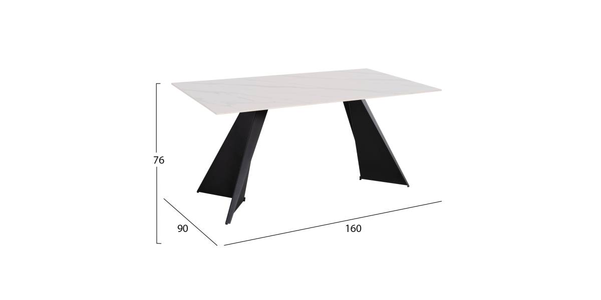 ΤΡΑΠΕΖΙ ΤΡΑΠΕΖΑΡΙΑΣ POSE HM9851.01 ΜΑΥΡΑ ΜΕΤΑΛ.ΠΟΔΙΑ-ΛΕΥΚΟ ΚΕΡΑΜΙΚΟ TOP 160x90x76Υεκ