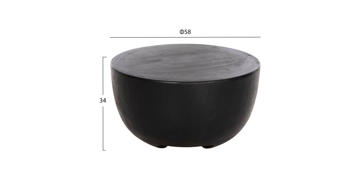 ΤΡΑΠΕΖΙ ΒΟΗΘΗΤΙΚΟ POMPU HM9794.02 ΜΑΥΡΟ ΜΑΣΙΦ ΞΥΛΟ SUAR Φ58x34Υεκ.