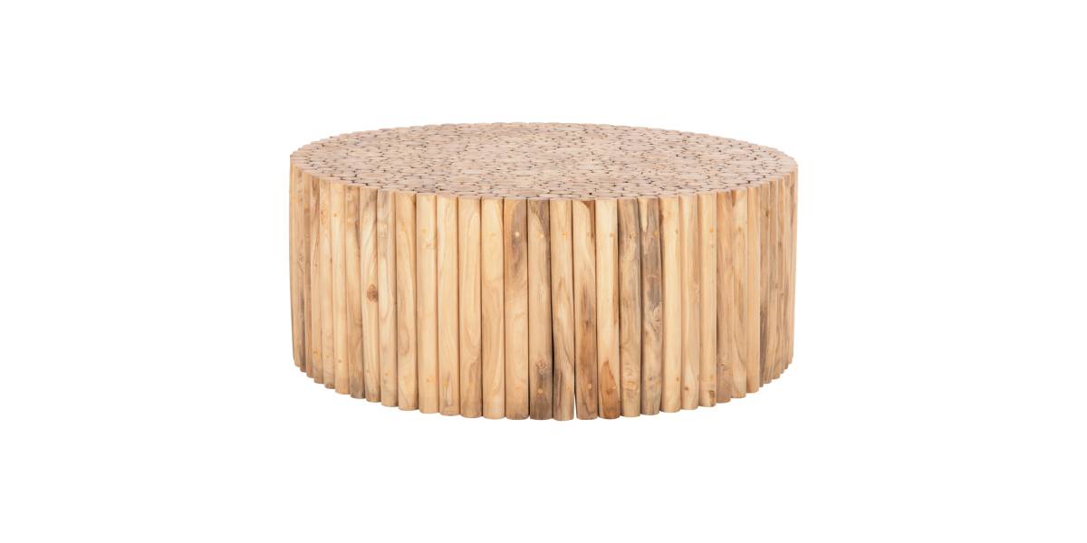 ΤΡΑΠΕΖΙ ΣΑΛΟΝΙΟΥ ΣΤΡΟΓΓΥΛΟ COOTER HM9862 ΚΛΑΔΙΑ TEAK-ΦΥΣΙΚΟ Φ100x40Υεκ.