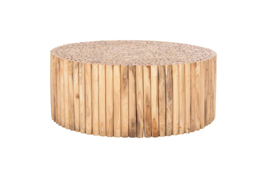 ΤΡΑΠΕΖΙ ΣΑΛΟΝΙΟΥ ΣΤΡΟΓΓΥΛΟ COOTER HM9862 ΚΛΑΔΙΑ TEAK-ΦΥΣΙΚΟ Φ100x40Υεκ.