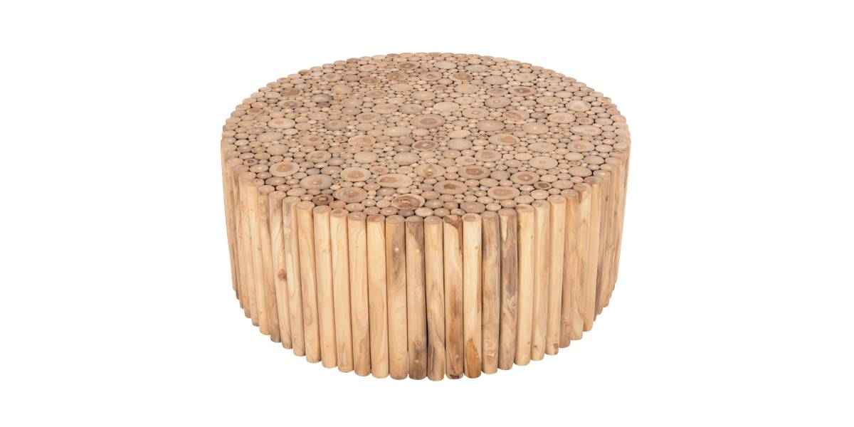 ΤΡΑΠΕΖΙ ΣΑΛΟΝΙΟΥ ΣΤΡΟΓΓΥΛΟ COOTER HM9862 ΚΛΑΔΙΑ TEAK-ΦΥΣΙΚΟ Φ100x40Υεκ.