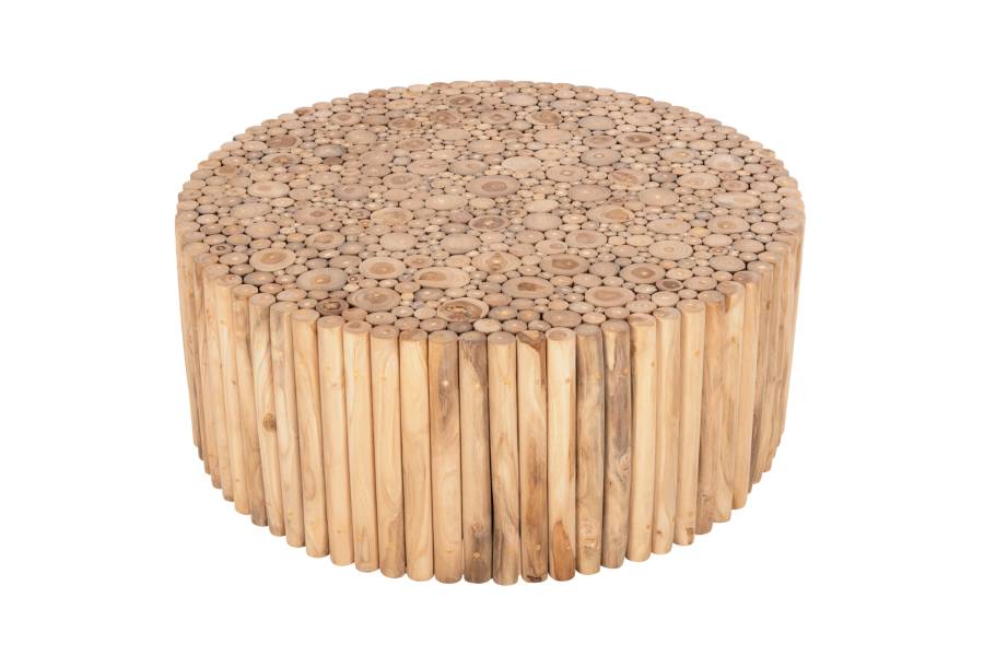 ΤΡΑΠΕΖΙ ΣΑΛΟΝΙΟΥ ΣΤΡΟΓΓΥΛΟ COOTER HM9862 ΚΛΑΔΙΑ TEAK-ΦΥΣΙΚΟ Φ100x40Υεκ.