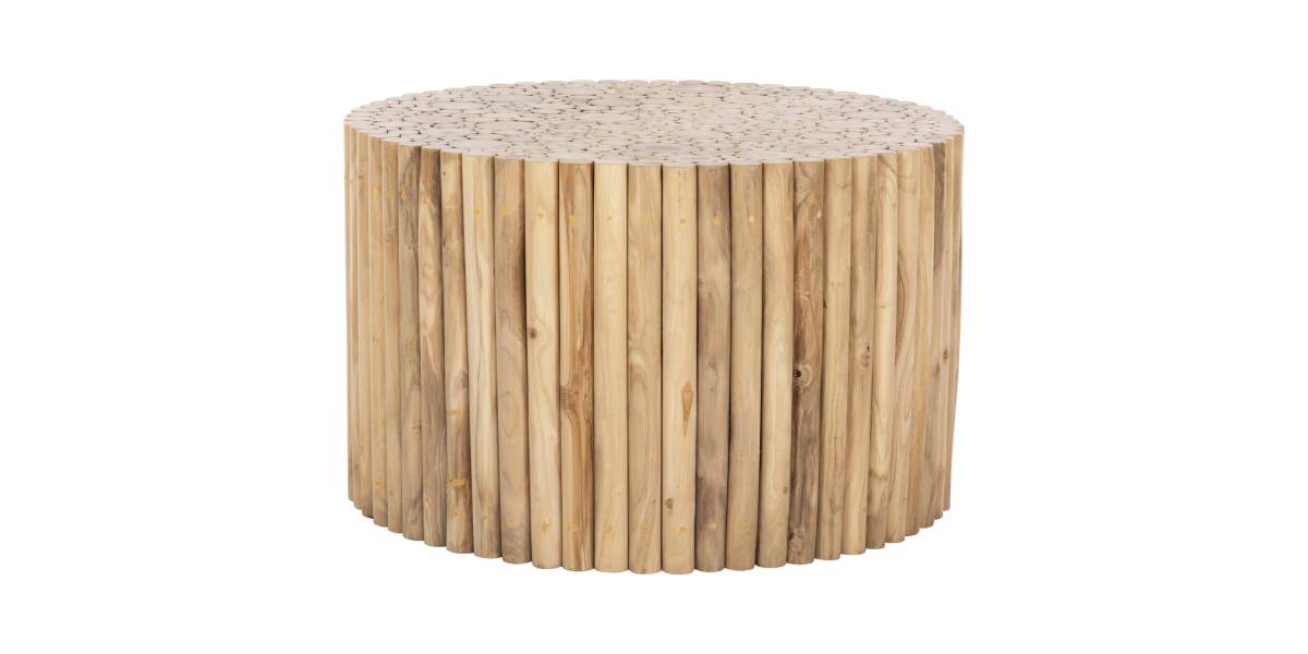 ΤΡΑΠΕΖΙ ΣΑΛΟΝΙΟΥ ΣΤΡΟΓΓΥΛΟ COOTER HM9863 ΚΛΑΔΙΑ TEAK-ΦΥΣΙΚΟ Φ80x50Υεκ.