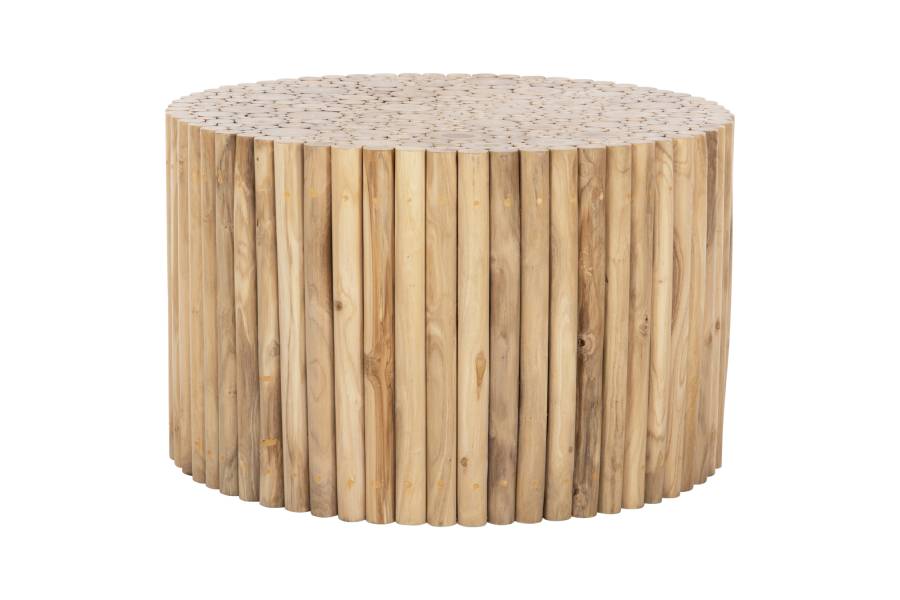 ΤΡΑΠΕΖΙ ΣΑΛΟΝΙΟΥ ΣΤΡΟΓΓΥΛΟ COOTER HM9863 ΚΛΑΔΙΑ TEAK-ΦΥΣΙΚΟ Φ80x50Υεκ.